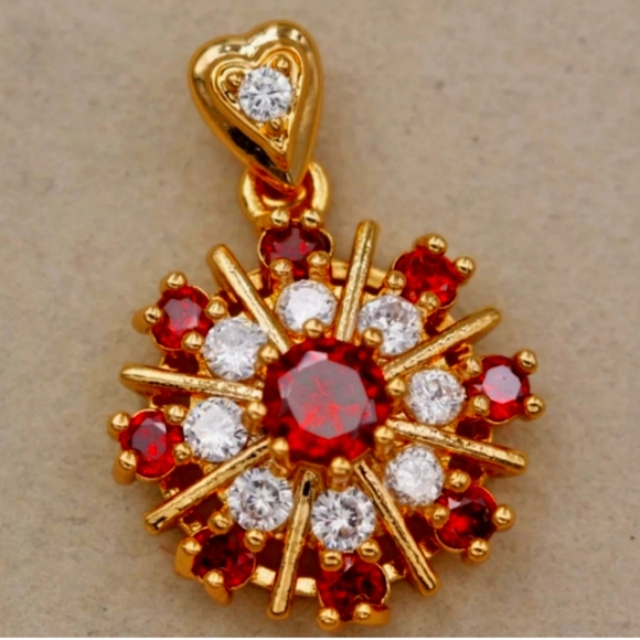 Jewelry - New simulated ruby cz gold filled pendant
